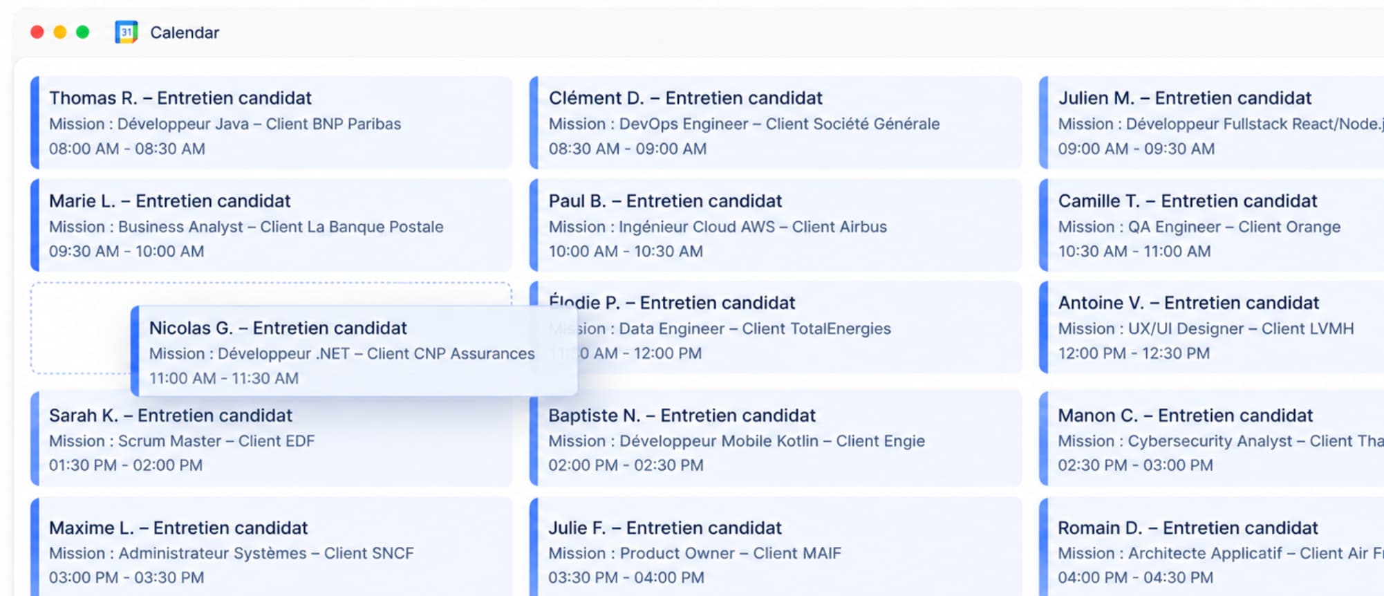Écran GenStart — booking des rendez-vous par l’IA