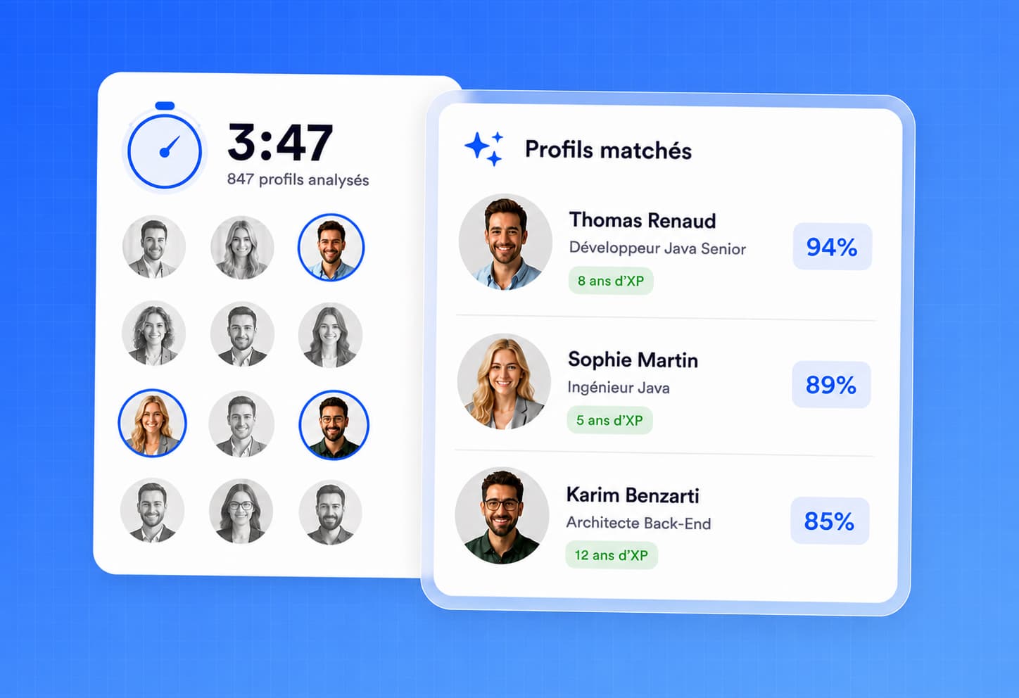 Comparaison du processus de matching : 2 à 3 heures sans genStart vs 5 minutes avec genStart
